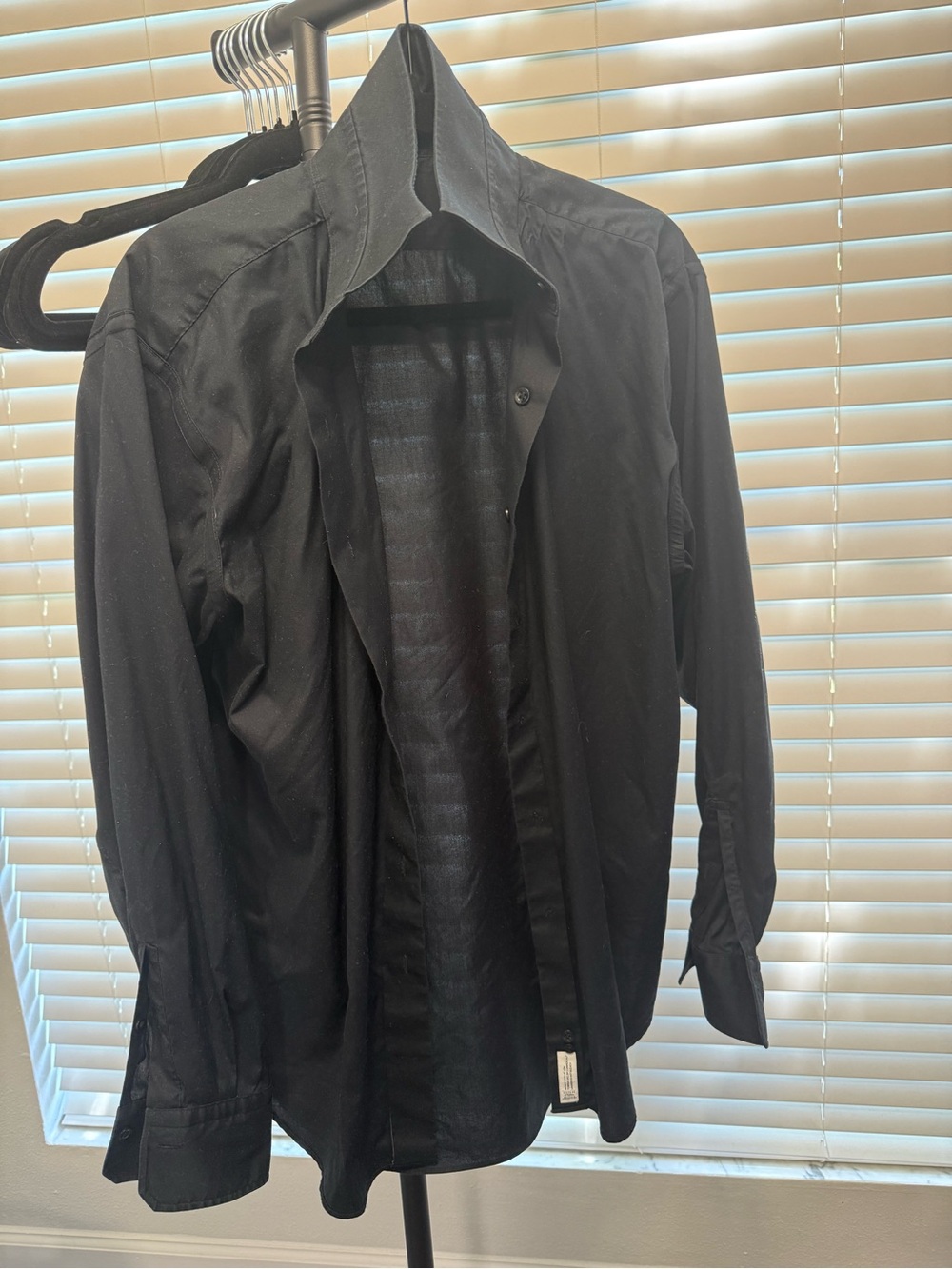 Lorenzo UOMO Men's Black Button-Up Dress Shirt Jacket -